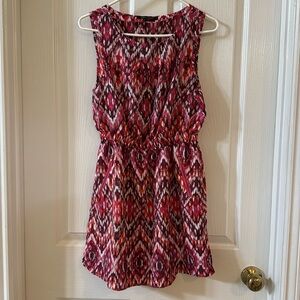 🛑 New Look Pattern Design Sleeveless Crew Neck Sundress Zip Accents Cruise